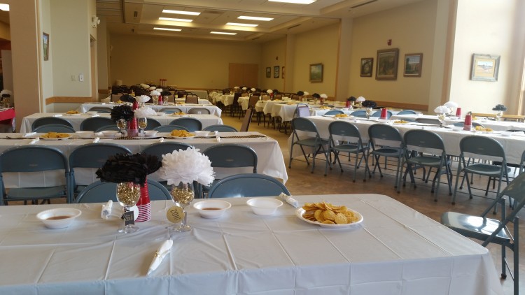 A sample of one way a private event might decorate. This family chose to bring extra tables for their graduation party. 