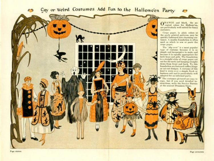 This exhibit was inspired by the Dennison party magazines of the 1920's. This two page spread came from the 1921 Dennison's Bogie Book. 